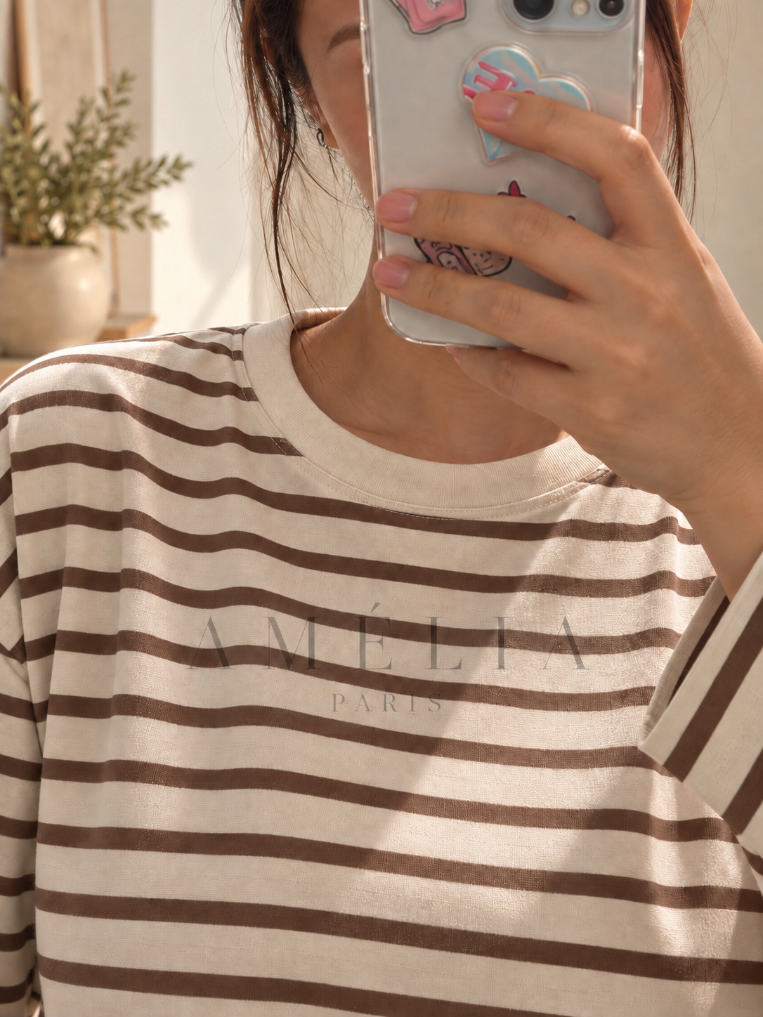 Pull oversize a rayures marron