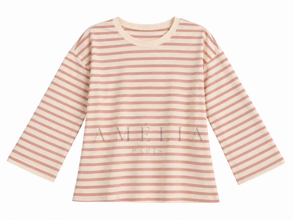 Pull oversize a rayures rose