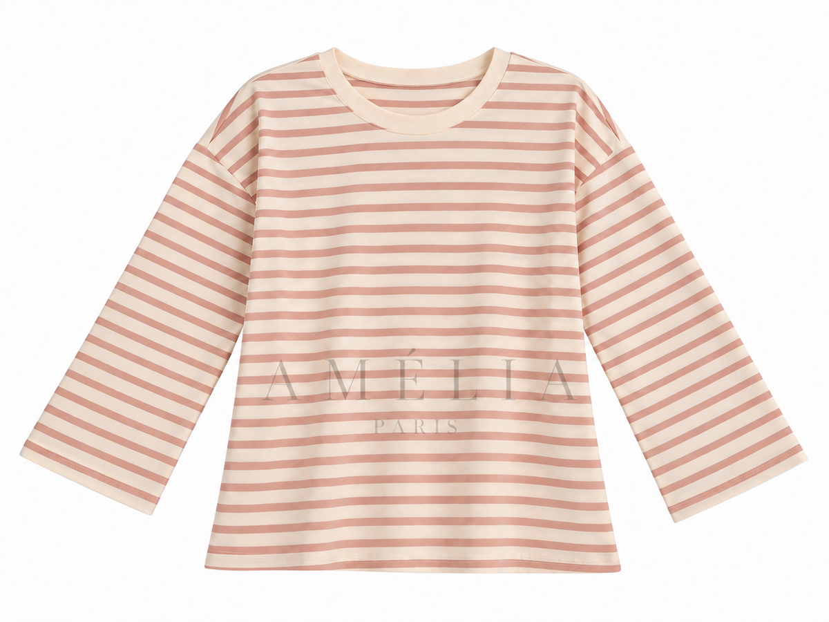 Pull oversize a rayures rose