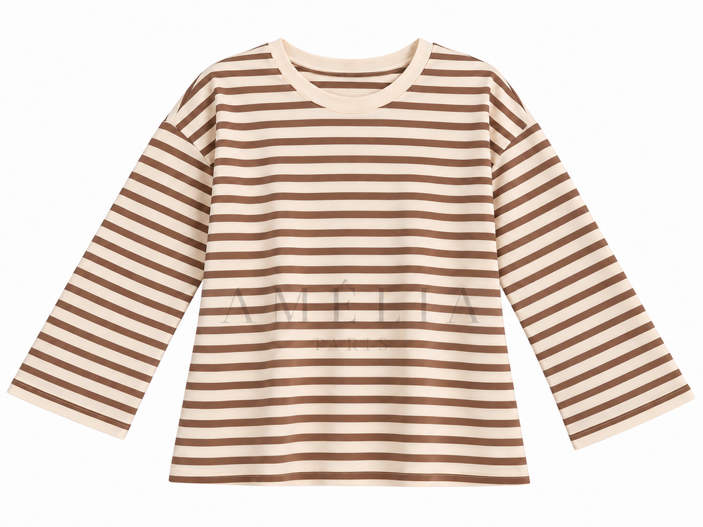 Pull oversize a rayures rose