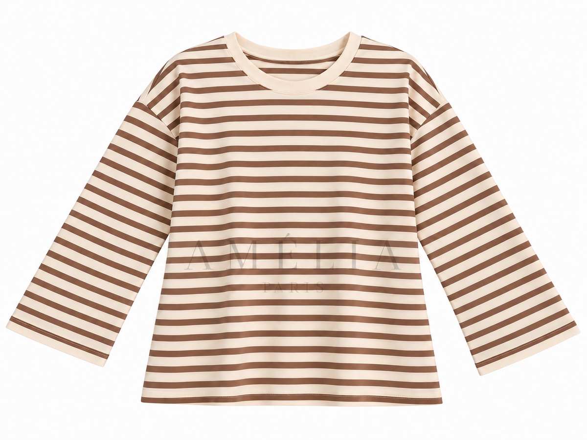 Pull oversize a rayures marron