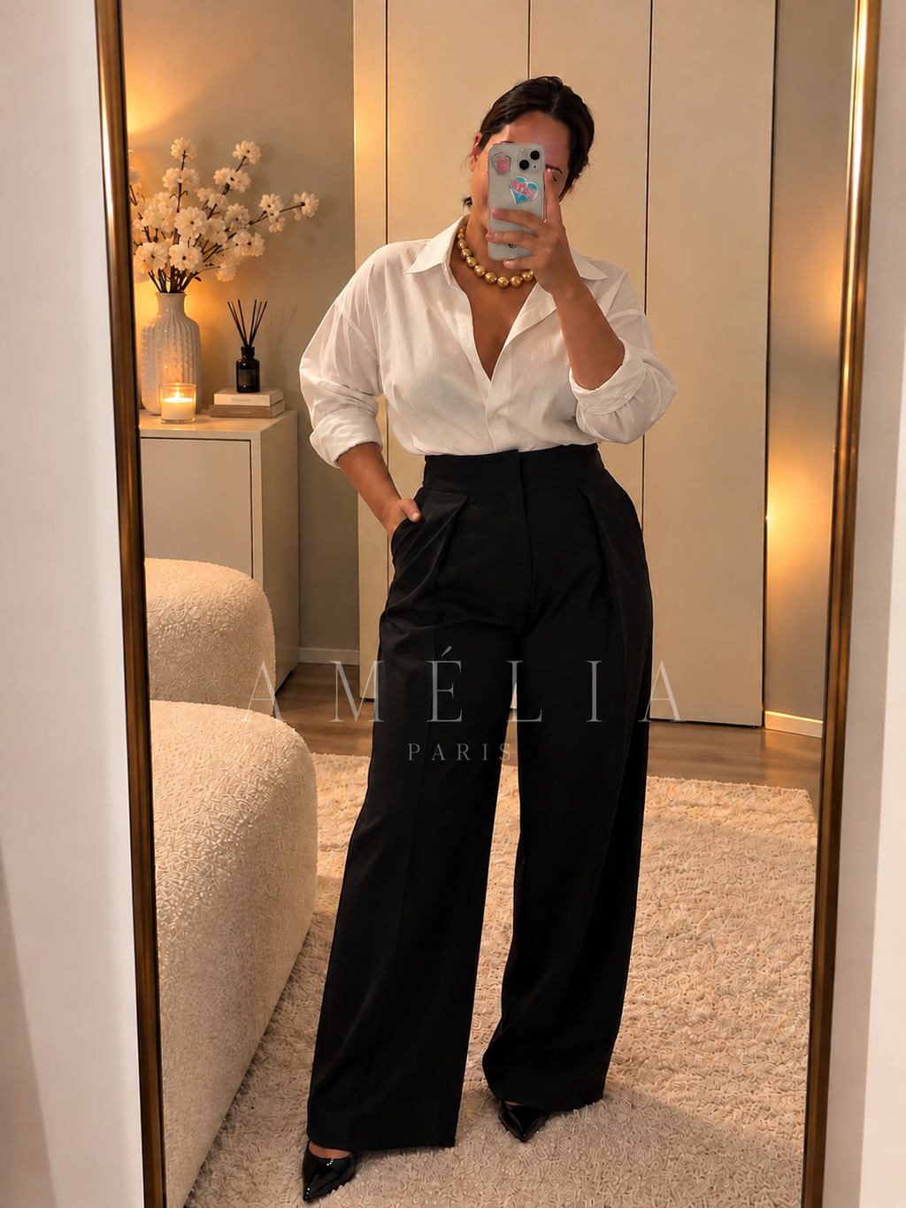 Pantalon barrel noir