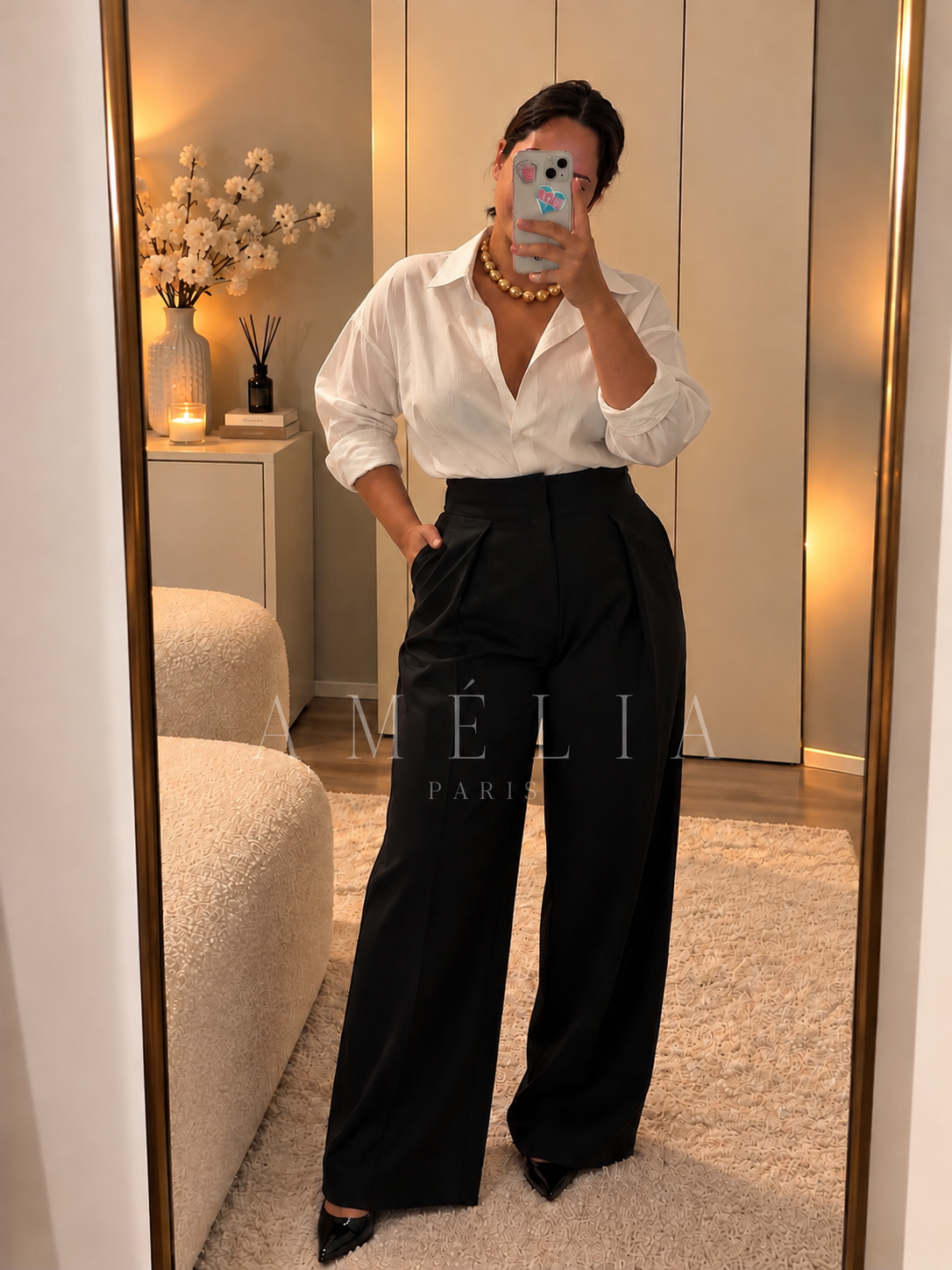 Pantalon barrel noir